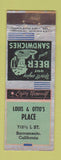 Matchbook Cover - Louis & Otto's Place Sacramento CA ADVANCE WEAR