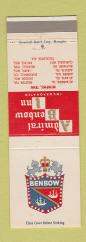 Matchbook Cover - Admiral Benbow Inn Memphis TN CHAIN