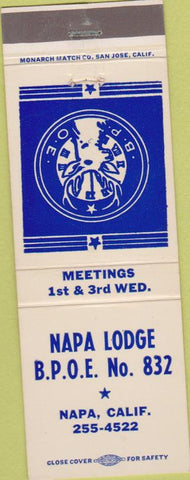 Matchbook Cover - Matchbook Cover Elks Club Napa CA