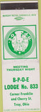 Matchbook Cover - Matchbook Cover Elks Club Troy OH