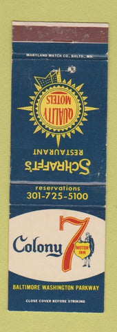 Matchbook Cover - Colony 7 Schrafft's Quality Motels
