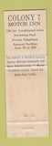 Matchbook Cover - Colony 7 Schrafft's Quality Motels