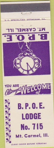 Matchbook Cover - Matchbook Cover Elks Club Mount Carmel IL