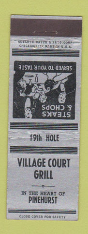 Matchbook Cover - Village Court Grill Pinehurst NC? ADVANCE