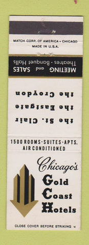 Matchbook Cover - Gold Coast Hotels Chicago IL St Clair Eastgate Croydon