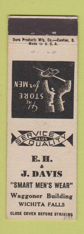 Matchbook Cover - EH & J Davis Men's Clothes Wichita Falls TX