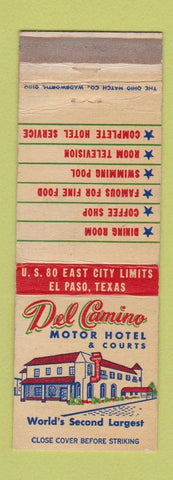 Matchbook Cover - Del Camino Motor Hotel El Paso TX WEAR