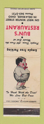 Matchbook Cover - Bun's Restaurant Delaware OH
