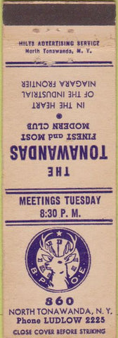 Matchbook Cover - Matchbook Cover Elks Club Tonawanda NY local manumark