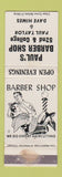Matchbook Cover - Paul's Barber Shop WEAR