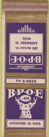 Matchbook Cover - Matchbook Cover Elks Club Cambridge MA