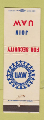 Matchbook Cover - UAW United Auto Workers Union St Paul MN Harvey Kitzman
