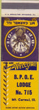 Matchbook Cover - Matchbook Cover Elks Club Mount Carmel IL