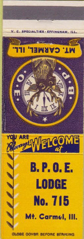 Matchbook Cover - Matchbook Cover Elks Club Mount Carmel IL