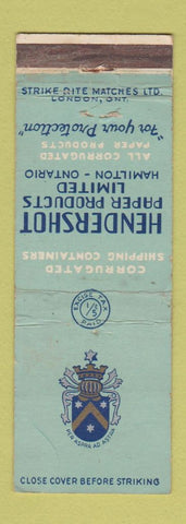 Matchbook Cover - Hendershot Paper Pdoucts Hamilton ON corrugated boxes? WEAR
