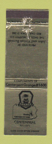 Matchbook Cover - Centerport Grange Reading PA Centennial 1973