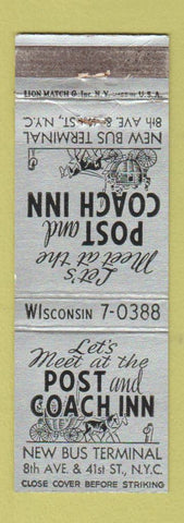 Matchbook Cover - Post and Coach Inn New York City Bus Terminal WEAR