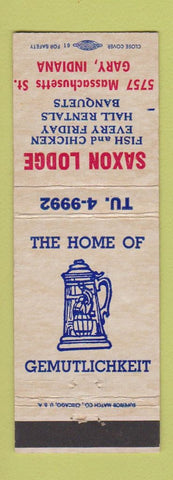 Matchbook Cover - Saxon Loge Gemutlichkeit Beer Stein Gary IN
