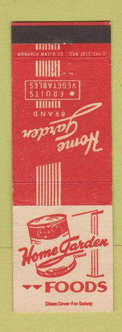 Matchbook Cover - Home Garden Foods canned vegetables