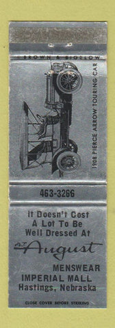 Matchbook Cover - AT August Men's Clothes Hastings NE