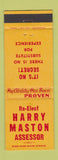 Matchbook Cover - Harry Maston Assessor Election
