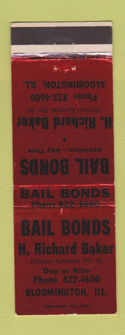 Matchbook Cover - Bail Bonds H Richard Baker Bloomington IL