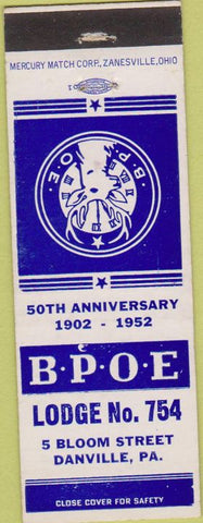 Matchbook Cover - Matchbook Cover Elks Club Danville PA