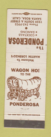 Matchbook Cover - Ponderosa Restaurant Santa Rosa CA