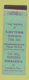 Matchbook Cover - Whalen's Langlois OR