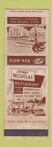 Matchbook Cover - Johnny Nicholas Restaurant Sarasota FL