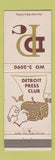 Matchbook Cover - Detroit Press Club MI