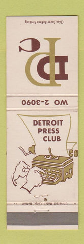 Matchbook Cover - Detroit Press Club MI