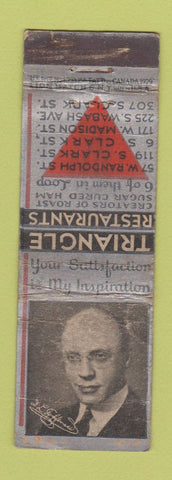 Matchbook Cover - Triangle Restaurant Chicago IL Lion Canada 1929 POOR