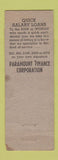 Matchbook Cover - Paramount Finance Loans Chicago IL ARROW WEAR