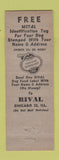 Matchbook Cover - Rival Dog Food RED Chicago IL Tags