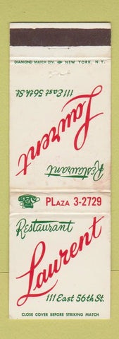 Matchbook Cover - Restaurant Laurent New York City WEAR