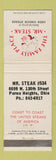 Matchbook Cover - Mr Steak Parma Heights OH
