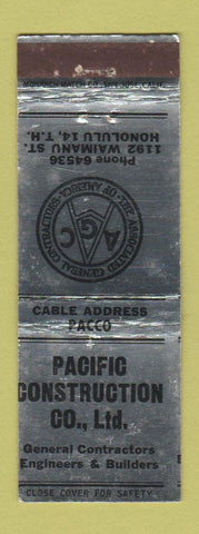 Matchbook Cover - Pacific Construction Honolulu Hawaii WEAR