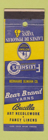 Matchbook Cover - Bear Brand Yarns Bucilla Bernhard Ulmann NYC Chicago