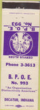 Matchbook Cover - Matchbook Cover Elks Club Decatur IN