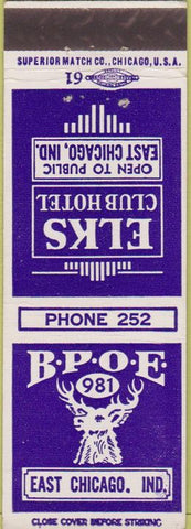 Matchbook Cover - Matchbook Cover Elks Club East Chicago IN