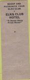 Matchbook Cover - Matchbook Cover Elks Club East Chicago IN