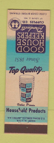 Matchbook Cover - Good Housekeepers Products Cupples St Louis MO paper cups