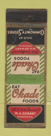 Matchbook Cover - Okade Foods WA Genant Syracuse NY WEAR