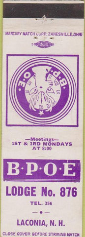 Matchbook Cover - Matchbook Cover Elks Club Laconia NH