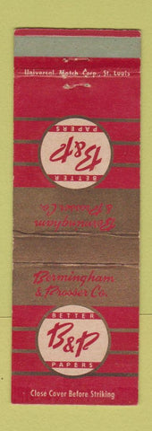 Matchbook Cover - B&P Papers Bermingham Prosser Chicago Kalamazoo WEAR