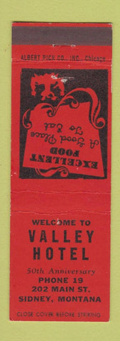 Matchbook Cover - Valley Hotel Sidney MT
