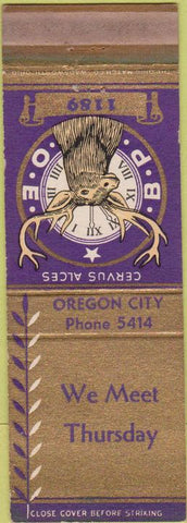 Matchbook Cover - Matchbook Cover Elks Club Oregon City OR wear
