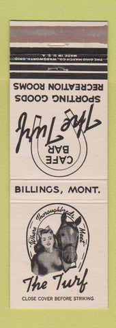 Matchbook Cover - The Turf Cafe Bar Billings MT Sporting Goods girlie