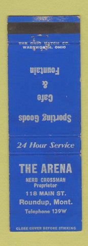 Matchbook Cover - The Arena Sporting Goods Cafe Roundup MT